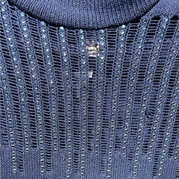 Vintage St. John for Saks embellished knit sweater Dress Navy Women's Sz 8 USA - Picture 5 of 15
